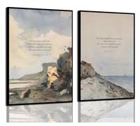 Lot de 2 impressions sur toile avec verset de la Bible, psaume 121:1-2 et 27 :1 - Écriture de motivation vintage - Peinture à l'aquarelle religieuse - Décoration murale d'intérieur sans cadre (Bible