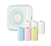 lot de 2 imprimantes thermiques USB portables pour smartphone, imprimante photo mobile sans encre et 6 rouleaux de papier thermique couleur - MINIMULTIROLL