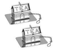 Lot de 2 infuseurs à thé en forme de Estate avec plateau d'égouttement, infuseur à thé en forme de boule à thé pour thé en vrac et épices à mûrir, filtre à thé en acier inoxydable (argenté)