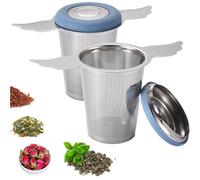 Lot de 2 Infuseurs à Thé en Maillle Extra Fine avec Couvercle en 18/8 Acier Inoxydable, Réutilisable Métal Diffuseur Passoire à Thé avec Grande Capacité et Poignées Etendues pour Tasse Théière Verre