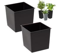 Lot de 2 inserts de pot de fleurs carrés interchangeables, durables, 24,5 x 23,5 cm, noirs, 12 l, pour pots Lamela de 46,5 x 25 cm, facilite le contrôle de la teneur en eau dans le pot, réduit la