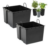 Lot de 2 inserts de pot de fleurs carrés interchangeables, durables, 34 x 28 cm, noirs, 28 l, pour pots Lamela de 68 x 35 cm, facilite le contrôle de la teneur en eau dans le pot, réduit la
