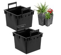 Lot de 2 inserts de pot noirs en plastique de 11 l - Dimensions : 24 x 24 x 18,5 cm - Pour pots Prosperplast - Hauteur : 44,9 cm - Avec poignées - Pour l'extérieur et l'intérieur - Facilite le