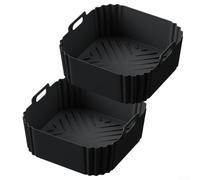 Lot de 2 inserts en silicone pour friteuse à air chaud Cosori 5,5 l 6,2 l - Moule de cuisson antiadhésif réutilisable (noir)