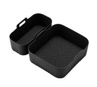 Lot de 2 inserts en silicone pour friteuse à air chaud Dual Basket - Passe au lave-vaisselle - Accessoires avec évacuation d'huile pour Tefal pour Cosori Princess (noir)