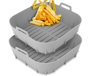 Lot de 2 inserts en silicone pour friteuse à air comprimé, rond, 22 cm, gris