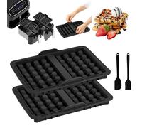 Lot de 2 inserts gaufrés pour friteuse à air chaud - Insert gaufré en silicone compatible avec Ninja AF300EU, AF400EU, AF451EU, SL400EU, AF500DE, accessoire avec brosse pour friteuse à air chaud