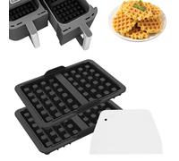 Lot de 2 inserts gaufrés pour friteuse à air chaud, moule belge, accessoires pour plaques à gaufres en silicone, empilables, double insert de bac de cuisson en silicone, compatible avec Ninja AF300