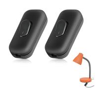 Lot de 2 Interrupteur Lampe de Chevet, Interrupteur Bipolaire, Interrupteurs Torpedo Noir, Interrupteurs à Bascule Bi-polaires 6A 250V, Convient pour Petits Appareils, Lampes de Bureau et de Chevet