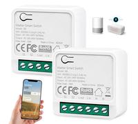 Lot de 2 Interrupteur Relais Wi-Fi Intelligent, Interrupteur Domotique Smart Life, Mini Interrupteur Wi-Fi à Monter Soi-même, Module de Relais avec Alexa, Smart Life et Tuya