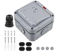 Lot de 2 interrupteurs 20 A 250 V - En saillie - Avec poussière - Interrupteur indépendant et voyant lumineux - Interrupteur universel étanche - Pour extérieur, jardin, balcon