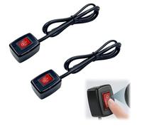 Lot de 2 Interrupteurs à Bascule 12V avec Câble de 75 cm et LED Rouge - Commutateurs 3A/12V/24V avec Dos Autocollant - Interrupteur à Bascule Robuste pour Contrôle Électronique de Lumière et Appareils