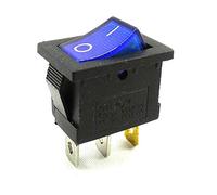 Lot de 2 interrupteurs à bascule 19 x 13 mm, 6 A, 250 V~ 3 broches, bleu à bascule lumineux, noir