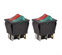 Lot de 2 interrupteurs à bascule double avec indicateur lumineux rouge et vert 6 bornes 16 A 250 VAC pour bateaux automobiles