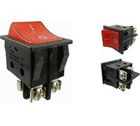 Lot de 2 interrupteurs à bascule encastrables avec contacts à vis, 2 pôles (4 broches) 16 A 250 ~ Interrupteur noir éclairé rouge