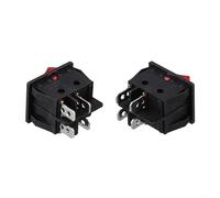 Lot de 2 interrupteurs à bascule lumineux à 4 broches pour équipement de soudage industriel, indicateur LED rouge/vert, résistant à l'eau IP65, bornes à connexion rapide (rouge)