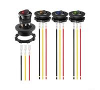 Lot de 2 interrupteurs à bascule ronds 12 V 20 A SPST avec indicateur LED, boîtier en aluminium, pré-câblé pour voiture, bateau, camping-car, camion, interrupteur marche/arrêt, bleu (bleu)