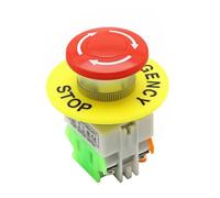 Lot de 2 interrupteurs à bouton-poussoir d'arrêt d'urgence à capuchon champignon rouge 1NO 1NC DPST AC 660V 10A for ascenseur(10pcs)