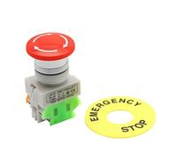 Lot de 2 interrupteurs à bouton-poussoir d'arrêt d'urgence à capuchon champignon rouge 1NO 1NC DPST AC 660V 10A for ascenseur