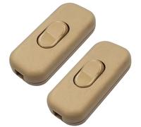 Lot de 2 interrupteurs à cordon 2 pôles, interrupteur intermédiaire, câble, 6 A 250 V, pour câbles d'alimentation 2 à 3 fils, pour lampes, petits appareils (Doré)