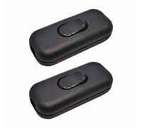 Lot de 2 interrupteurs à cordon torpille pour lampes, noir | Coque en plastique isolée, contacts en cuivre, action de pression rapide, actionnement réactif, contrôle à deux positions
