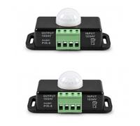 Lot de 2 interrupteurs à détecteur de mouvement PIR 12 V-24 V, interrupteur | Distance de détection du corps de 8 mètres, bornes de fil sans soudure, détecte la chaleur humaine, automatisation idéale