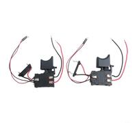 Lot de 2 interrupteurs à gâchette pour perceuse électrique CC 7,2-24 V anti-poussière avec contrôle de vitesse réglable et lumière intégrée, pièce de rechange pour batterie au lithium sans fil