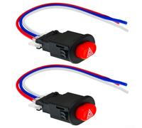 Lot de 2 interrupteurs de clignotant d'avertissement de moto en ABS noir - Double interrupteur pour guidon de moto - Pièce de rechange - Robuste et étanche - Bouton poussoir - Facile à monter
