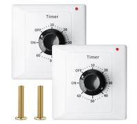 Lot de 2 interrupteurs de compte à rebours - Minuterie de 60 minutes pour l'intérieur - Compte à rebours électronique mécanique - Prise avec minuterie pour salle de bain - Ventilateur d'extraction