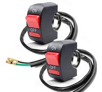 Lot de 2 interrupteurs de guidon de moto - Bouton poussoir On Off - Pièce de réglage pour U5 U7 U2 LED - Interrupteur de lumière de moto - Électrombile - Convient aux guidons de 22 mm (22 mm) - Rouge