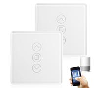 Lot de 2 interrupteurs de volet roulant Wi-Fi intelligents 2,5D - Compatible avec Alexa/Yandex/Google Home, minuterie et commande vocale - Conducteur neutre nécessaire - Blanc