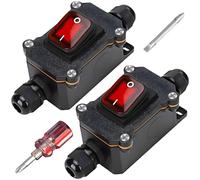 Lot de 2 interrupteurs en ligne étanches 12 V 20 A, 12 V Étanche IP67 Avec tournevis, 12 V DPST 4 broches, Interrupteur à câble, Interrupteur en ligne étanche