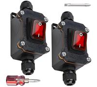 Lot de 2 interrupteurs en ligne étanches 12 V 20 A DPST 4 pôles interrupteur de câble IP67 avec tournevis pour machines