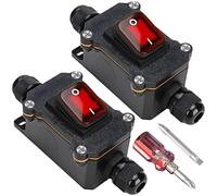 Lot de 2 interrupteurs en ligne étanches 12 V 30 A - 12 V - Étanche IP67 - Avec tournevis - 12 V DPST 4 broches - Interrupteur à câble - Interrupteur en ligne étanche