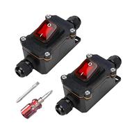 Lot de 2 interrupteurs en ligne étanches 12 V CC 20 A DPST 4 broches IP67 Interrupteur à cordon Interrupteur marche/arrêt Interrupteur à bascule étanche pour une utilisation en extérieur sur marche et