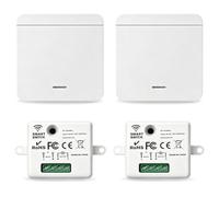 Lot de 2 interrupteurs lumineux sans fil RF étanches avec télécommande, installation sans câble, sans pile, 10 A, 2000 W, 433 MHz, technologie radio RF