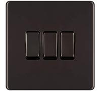 Lot de 2 interrupteurs plats sans vis en nickel noir 10AX