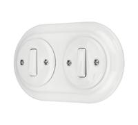 Lot de 2 interrupteurs rétro encastrés en porcelaine - Tout-en-un - Série PR1 - Blanc