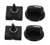 Lot de 2 interrupteurs rotatifs pour contrôle du ventilateur de chauffage - Bouton sélecteur 4 positions - Noir - Remplacement universel pour hotte de four