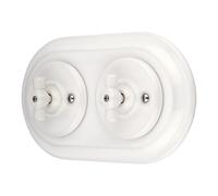 Lot de 2 interrupteurs rotatifs rétro encastrés, en porcelaine, tout-en-un, série PR1, blanc