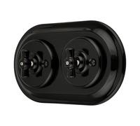 Lot de 2 interrupteurs rotatifs rétro encastrés, en porcelaine, tout-en-un, série PR1, noir