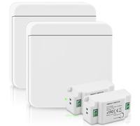 Lot de 2 interrupteurs sans fil 230 V 10 A - Avec contrôle du récepteur - Interrupteur mural sans fil jusqu'à 50 m de portée - Interrupteur sans fil 200-2000 W - Pas de câblage nécessaire