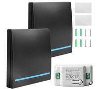 Lot de 2 interrupteurs sans fil 230 V - Wifi + RF 433 MHz - Avec récepteur, 2 interrupteurs et 1 récepteur - Portée de 30 m - Émetteur sans fil