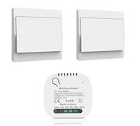 Lot de 2 interrupteurs sans fil sans fil 230 V - Montage en saillie et récepteur - Installation adhésive étanche pour salle de bain, chambre à coucher, jardin et couloir (1 vitesse, 2 pièces)