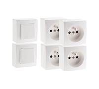 Zenitech Lot de 2 interrupteurs va et Vient + 4 Prises 16A en saillie - Blanc - Presto