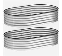 Outsunny Lot de 2 jardinières surélevées galvanisées en Acier, kit de Lits de Jardin, Bordure en Caoutchouc et Fond Ouvert, pour légumes, Fruits, Fleurs, 152 x 91 x 30 cm, Argent