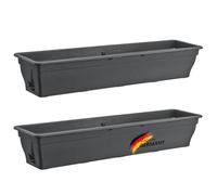 Lot de 2 jardinières de balcon anthracite, 100 cm, résistant aux intempéries - Jardinière longue pour jardin et balcon