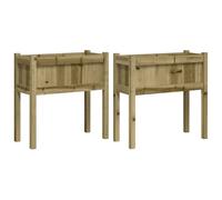 Lot de 2 jardinières en bois de pin imprégné, 70 x 31 x 70 cm | Pieds en bois de pin, assemblage requis, pour balcon, terrasse, jardin, culture de légumes et de fleurs