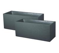 Lot de 2 Jardinières - GRAPHIT - Plastique - Gris anthracite - 2*99 5x39x43cm - 2*98L - EDA