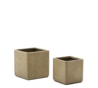 Lot de 2 jardinières Minoa effet pierre moutarde 44 x 44 cm